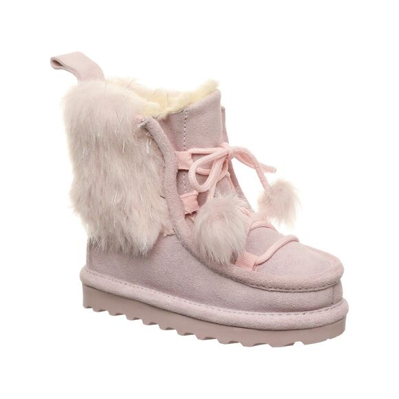 BEARPAW Pink Suede & Sheepskin Sophie Toddler Boots Size 7 - Picture 1 of 12